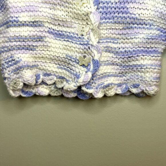 Handmade Knit Baby Sweater Cardigan Butterfly 0-3 mo - Picture 3 of 8